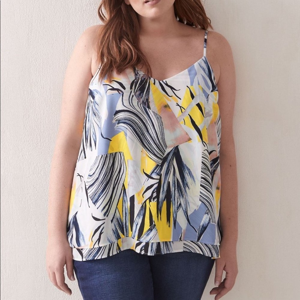 Addition Elle Women Multicolor All Over Print Camisole Top Plus Size 0X